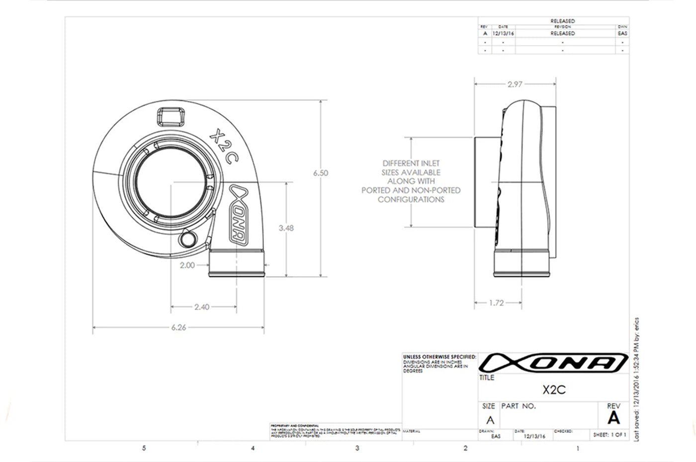 Xona X2B Standard Rotation Turbo 450-740HP (XRC5764S)