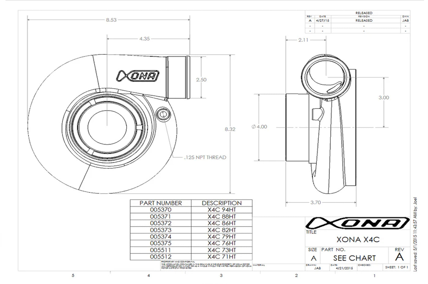 Xona X2B Standard Rotation Turbo 550-1150HP (XRC7269S)