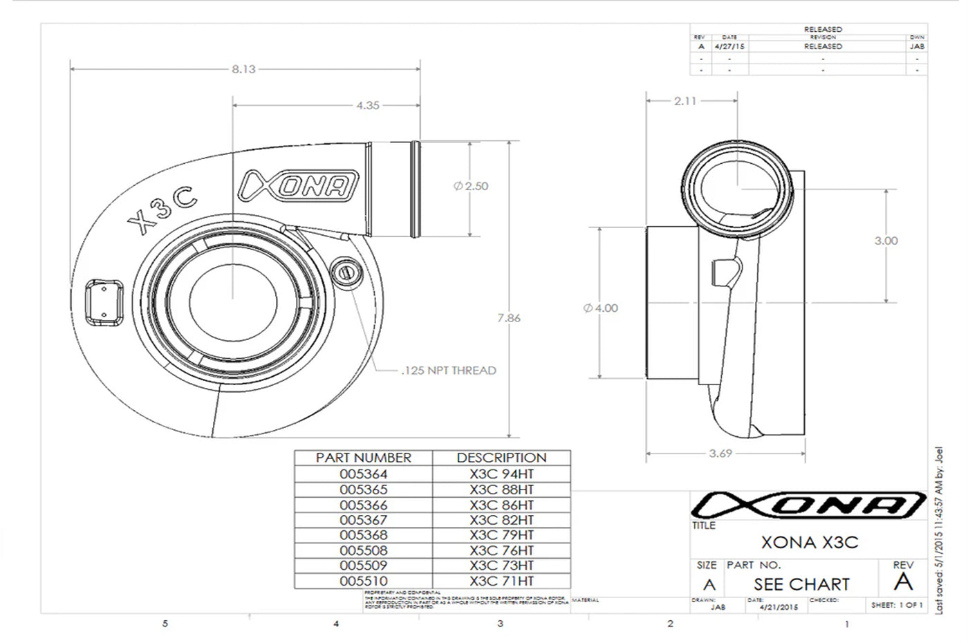 Xona X2B Standard Rotation Turbo 550-1150HP (XRC7269S)