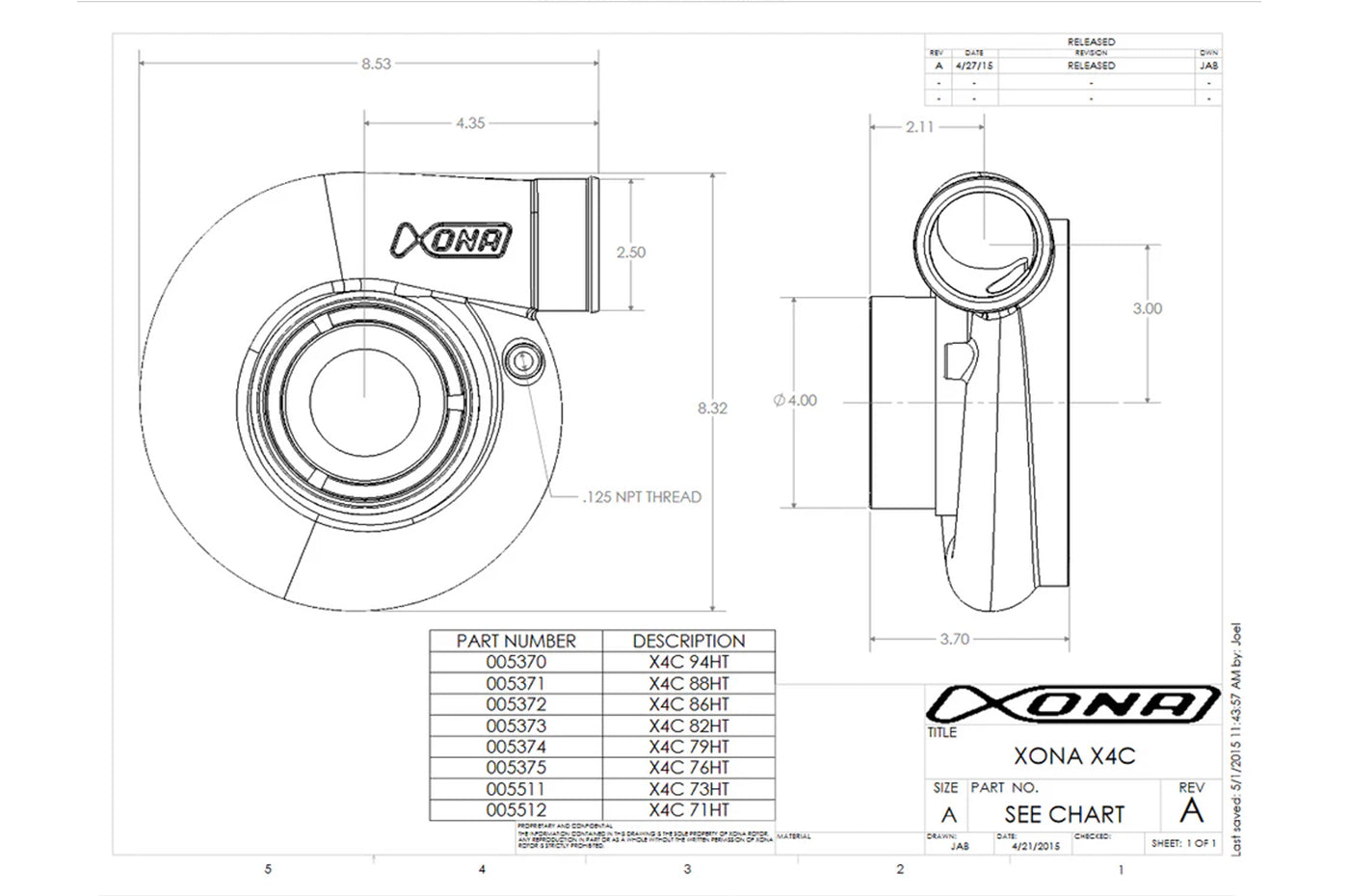 Xona X2B Standard Rotation Turbo 700-1000HP (XRE6564S)