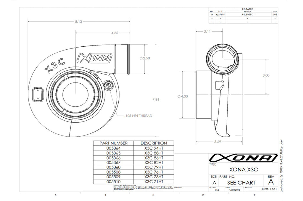 Xona X2B Standard Rotation Turbo 700-1000HP (XRE6564S)