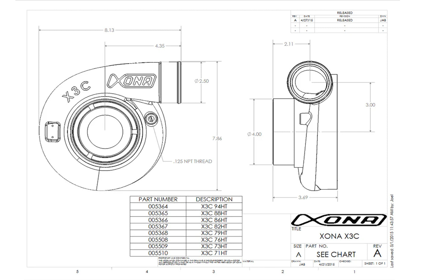 Xona X2B Standard Rotation Turbo 700-1000HP (XRE6564S)