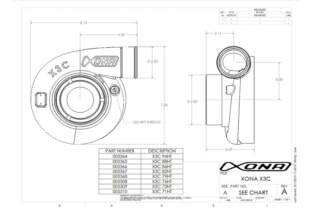 Xona X2B Standard Rotation Turbo 750-1200HP (XRE7169S)