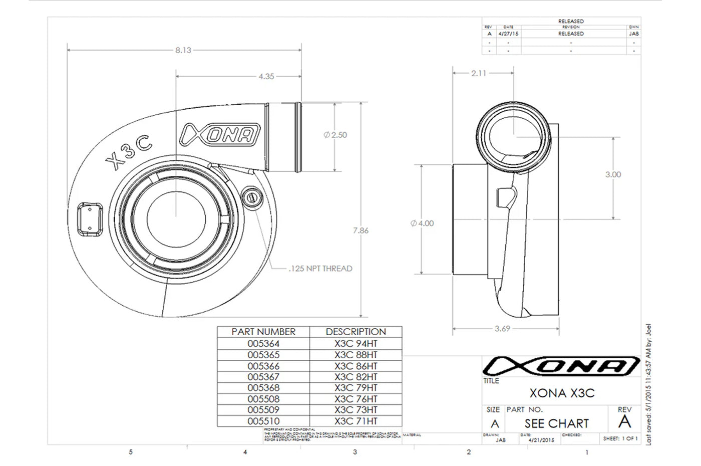 Xona X2B Standard Rotation Turbo 750-1200HP (XRE7169S)