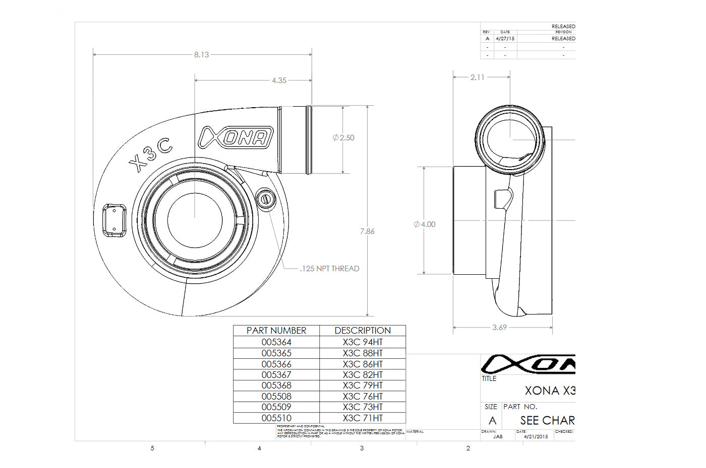 Xona Standard Rotation Turbo 700-1050HP (XRE6869S)