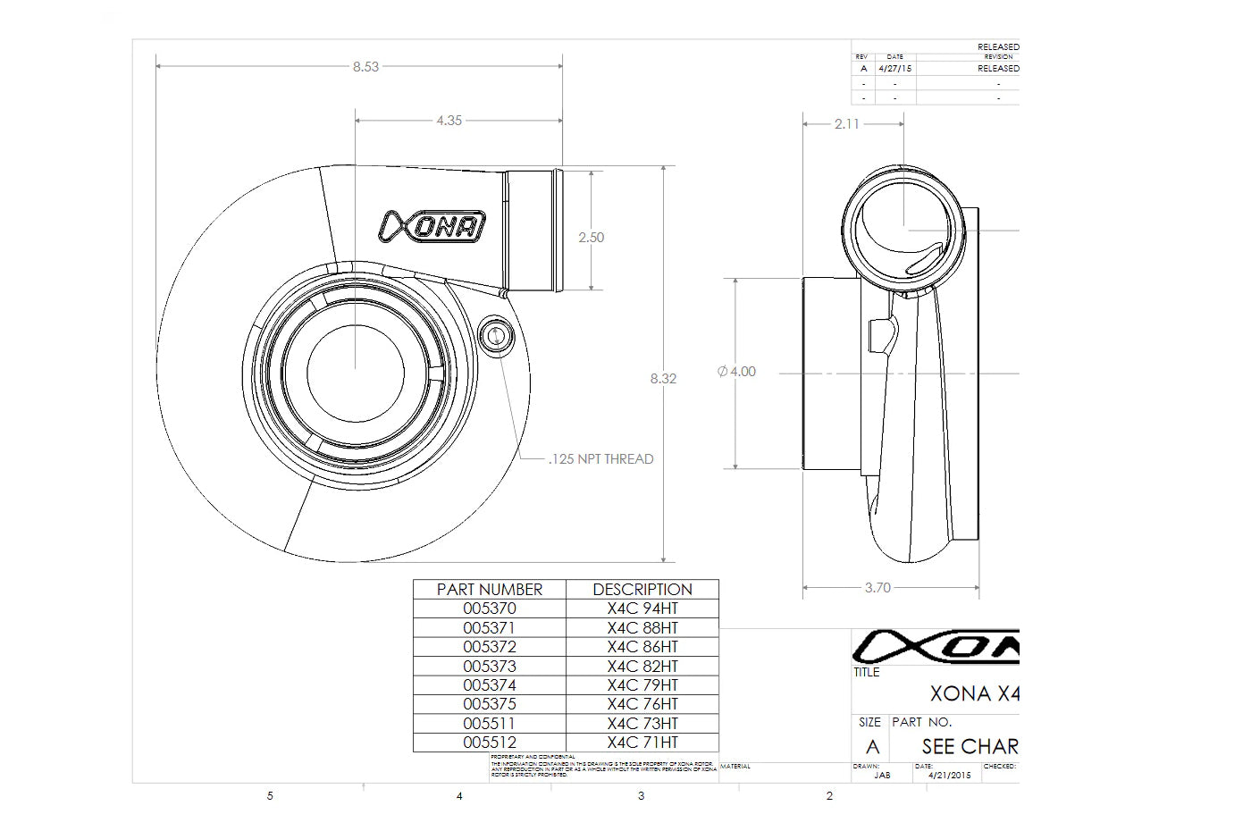 Xona Standard Rotation Turbo 700-1050HP (XRE6869S)